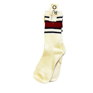 Free People Cream and Red Striped Socks